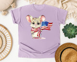 Mouse With American Flag graphic tee in Orchid