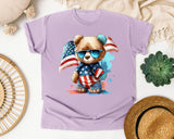 Bear With American Flag graphic tee in Orchid