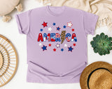 America Grey graphic tee in Orchid