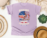 Bigfoot Fishing Freedom graphic tee in Orchid