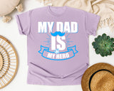 My Dad Is My Hero White graphic tee in Orchid