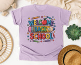 Welcome Back To School Crayons graphic tee in Orchid