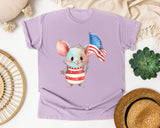 Mouse Holding American Flag graphic tee in Orchid