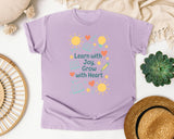 Learn With Joy Grow With Heart graphic tee in Orchid
