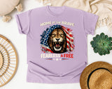 Home Of The Brave Fearless And Free graphic tee in Orchid