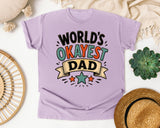 World's Okayest Dad Brown graphic tee in Orchid