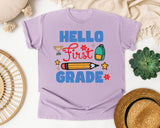 Hello First Grade Trophy graphic tee in Orchid