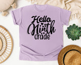 Hello Ninth Grade graphic tee in Orchid