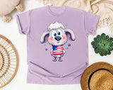 Patriotic Poodle Puppy graphic tee in Orchid