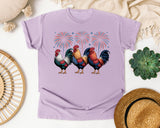 Patriotic Roosters Fireworks graphic tee in Orchid