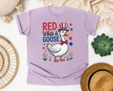 Red White And Goose graphic tee in Orchid