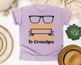 The Best Dads Get Promoted To Grandpa Gold graphic tee in Orchid