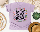 Teacher Change The World graphic tee in Orchid