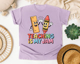 Teaching Is My Jam graphic tee in Orchid