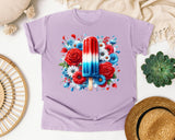 Patriotic Popsicle With Flowers graphic tee in Orchid