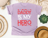 Daddy Is My Hero Pink graphic tee in Orchid
