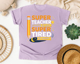 Super Teacher By Day Super Tired By Night graphic tee in Orchid