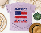 America 1776 Land Of The Free Red graphic tee in Orchid