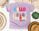 Hello Preschool Backpack graphic tee in Orchid
