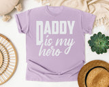 Daddy Is My Hero White 3 graphic tee in Orchid
