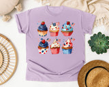 Patriotic Cupcakes Pink graphic tee in Orchid