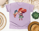 Girl With American Flag graphic tee in Orchid
