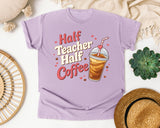 Half Teacher Half Coffee Retro graphic tee in Orchid