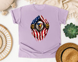 Eagle Ripping Flag graphic tee in Orchid