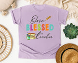 One Blessed Teacher graphic tee in Orchid