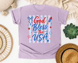 God Bless The USA White graphic tee in Orchid