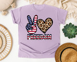 Peace Love Freedom Black graphic tee in Orchid