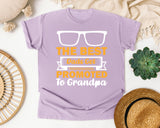 The Best Dads Get Promoted To Grandpa White graphic tee in Orchid