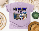 My Daddy Is My Hero Grey 2 graphic tee in Orchid