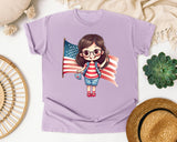 Girl Holding Large Flag graphic tee in Orchid