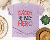 Daddy Is My Hero Pink 2 graphic tee in Orchid