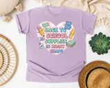 Back To School Supplies In Heart Shape graphic tee in Orchid
