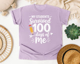 My Students Survived 100 Days Of Me graphic tee in Orchid