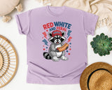 Red White And Feral graphic tee in Orchid