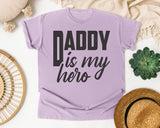 Daddy Is My Hero White 4 graphic tee in Orchid