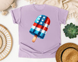 Patriotic Checkered Popsicle graphic tee in Orchid