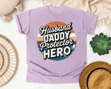 Husband Daddy Protector Hero Black graphic tee in Orchid