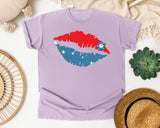 Patriotic Lips Kiss graphic tee in Orchid