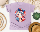 Patriotic Girl With Bow graphic tee in Orchid