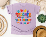 Teacher Of Tiny Humans Handprints graphic tee in Orchid
