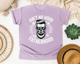 Ain't No Hood Like Fatherhood White graphic tee in Orchid