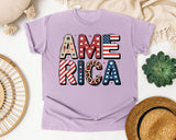 America Grey 5 graphic tee in Orchid