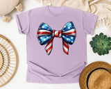 Patriotic Flag Bow Grey graphic tee in Orchid
