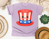 Uncle Sam Top Hat Orange graphic tee in Orchid