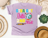 Straight Outta 2nd Grade Globe graphic tee in Orchid