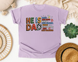 He Is Dad Brave Like David Warrior Like Joshua Grey graphic tee in Orchid